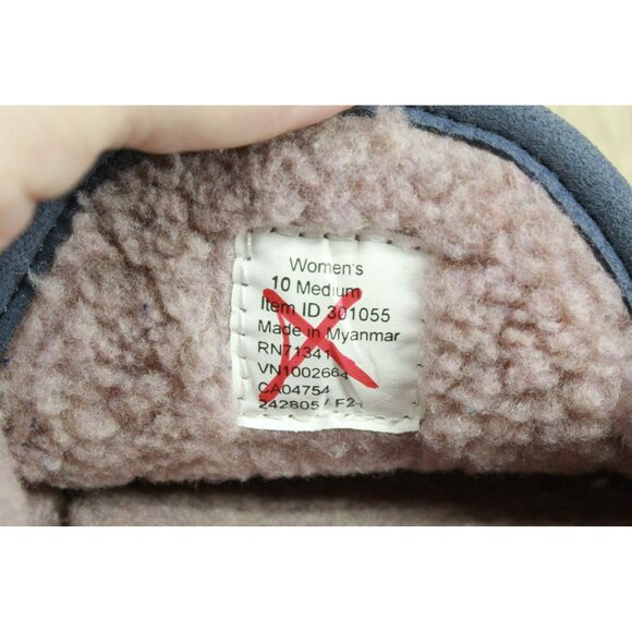 LL Bean Purple Suede Slip-On Fleece Lined Mountain Moccasin Slippers Size 10 M - Picture 8 of 9